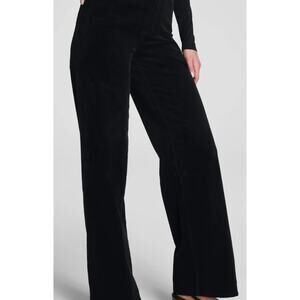 SPANX Corduroy Wide Leg Pants Black Size Medium NWT High Rise Velvety Soft